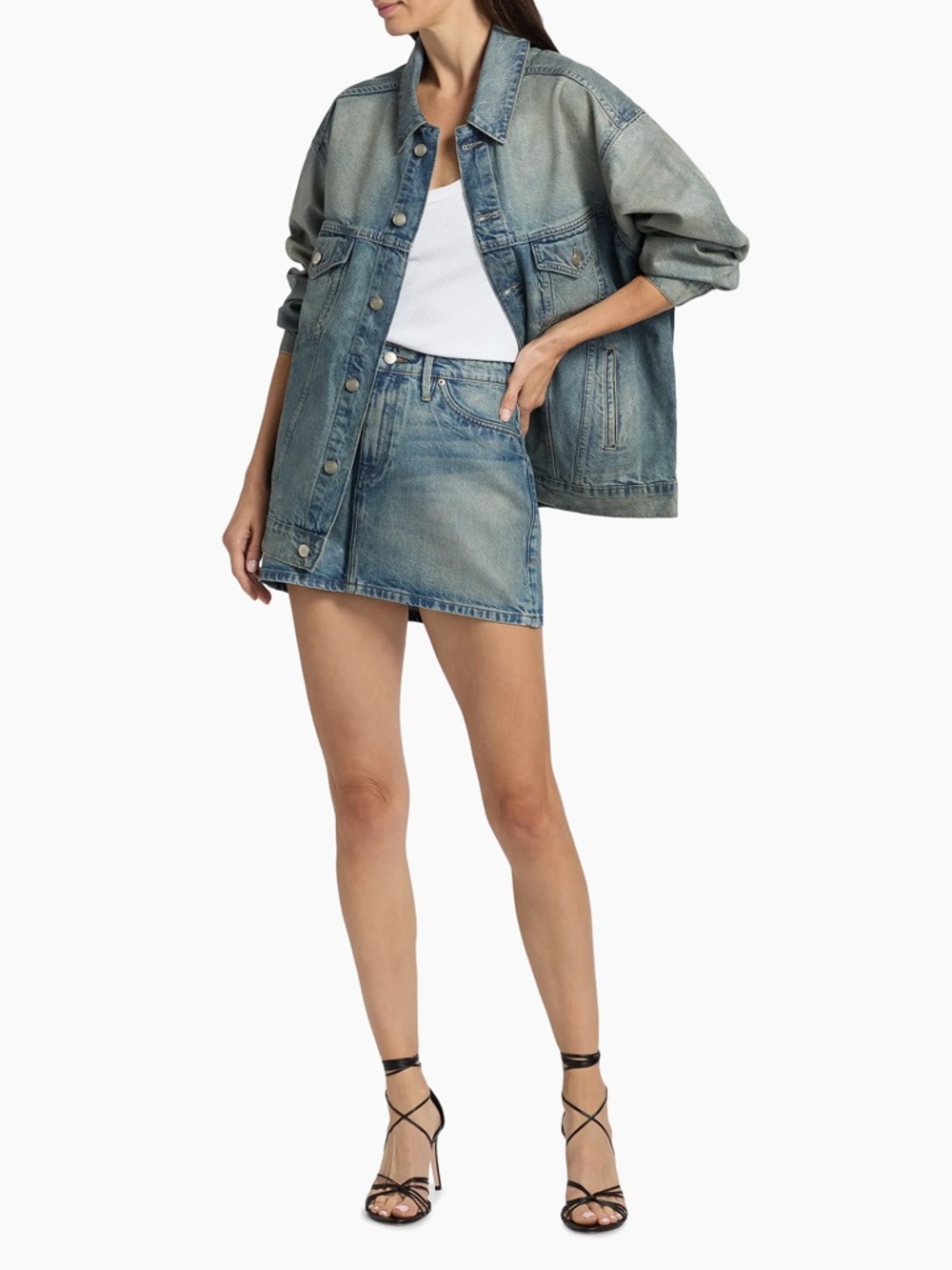 Good American Oversized Coated Denim Jacket